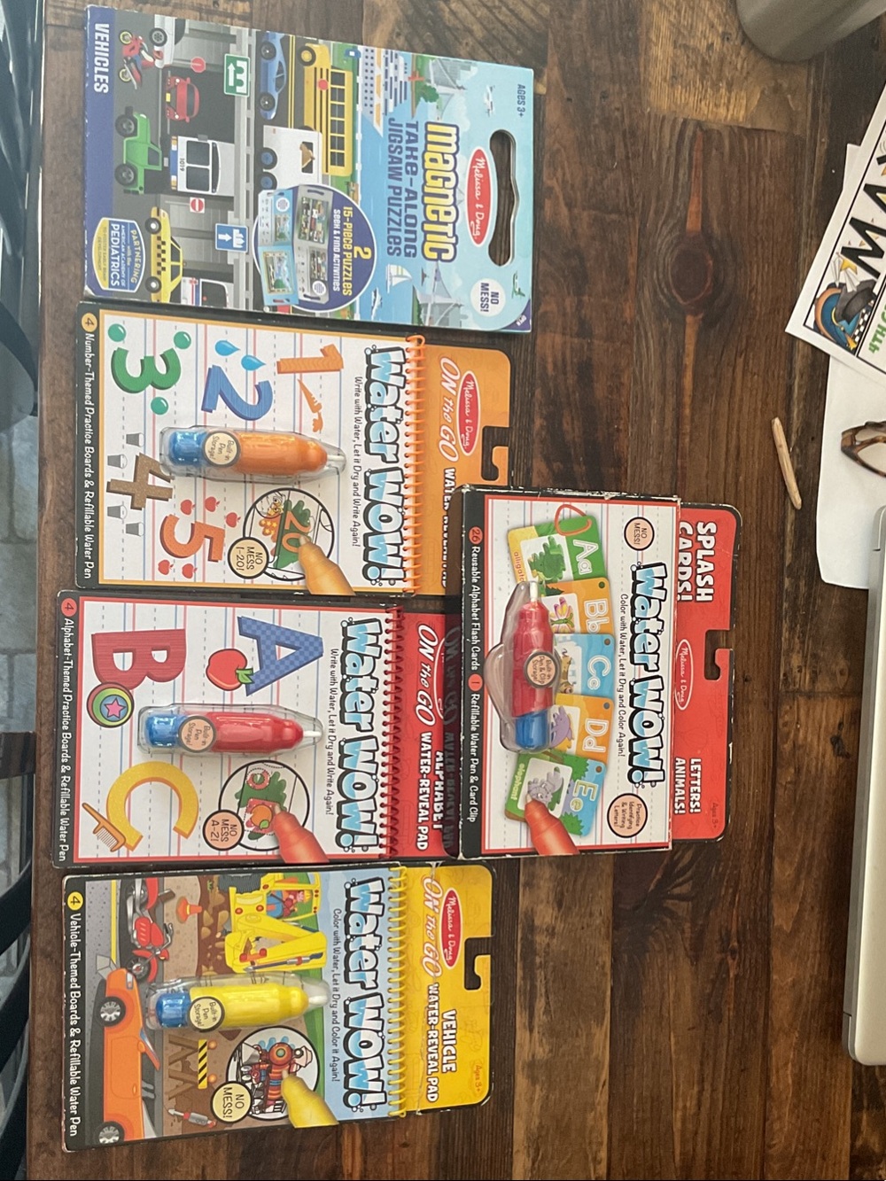 Melissa and Doug water reveal pads and cards, puzzle